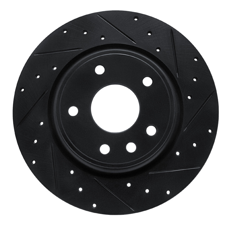 Chrysler Voyager Brake Rotor (1) - Rear Right - R1 Concepts - Drilled & Slotted - Black - `17-`25